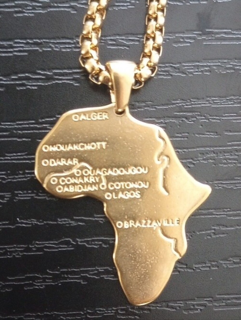 Golden Africa Map Pendant Necklace Jewelry